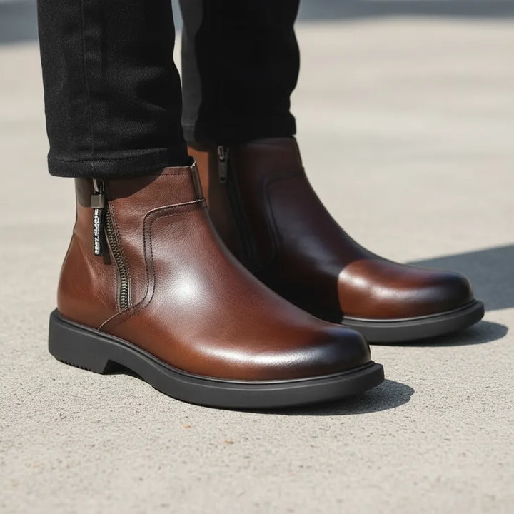 Men’s Ankle Flat Boots with Side Zip