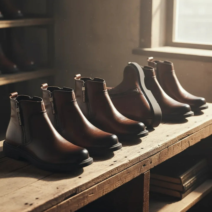Men’s Ankle Flat Boots with Side Zip