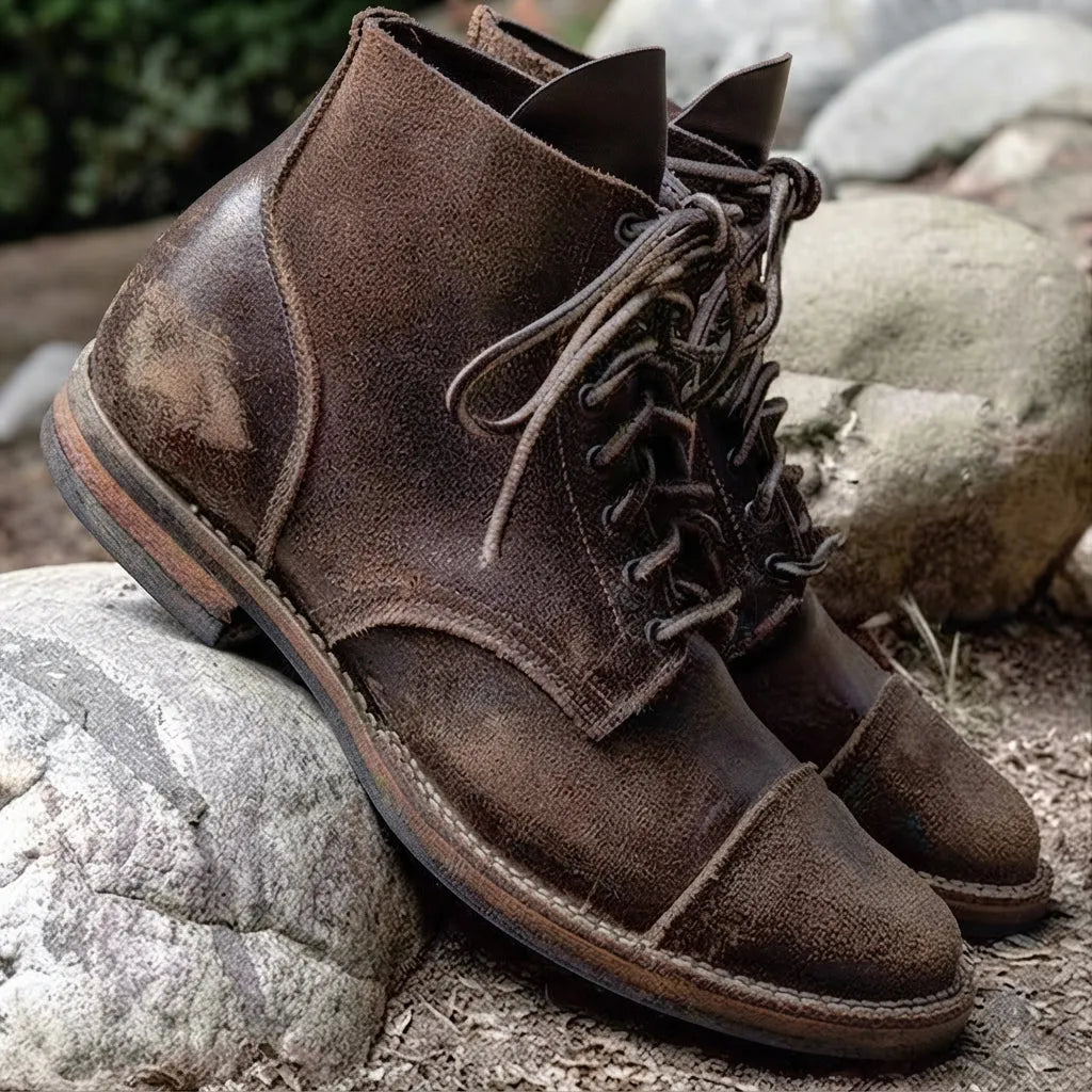 Men’s Ankle Vintage Boots with Lace-Up Closure