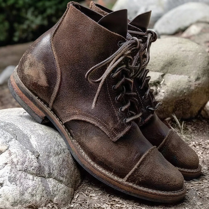 Men’s Ankle Vintage Boots with Lace-Up Closure