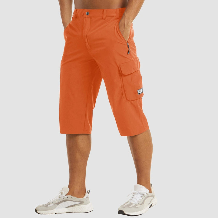 Men's Cargo Capri Shorts with Zip Pockets and Relaxed Fit