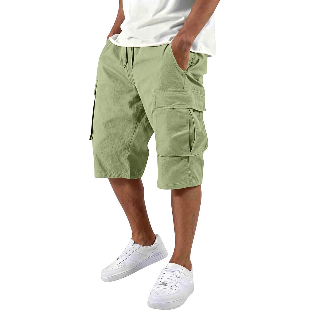Men's Cargo Casual Shorts with Knee Length and Multi-Pockets