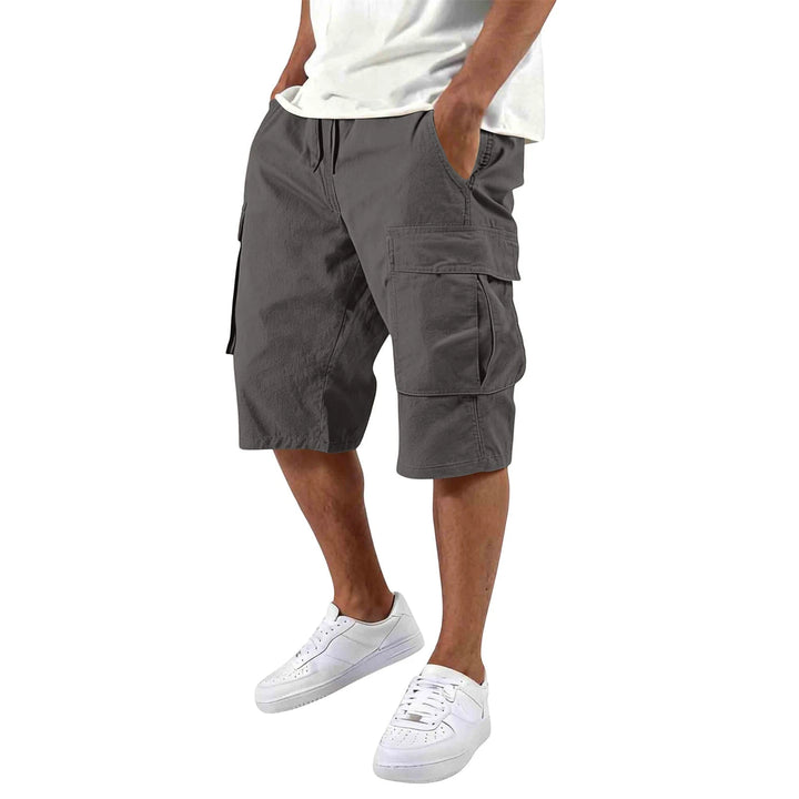 Men's Cargo Casual Shorts with Knee Length and Multi-Pockets