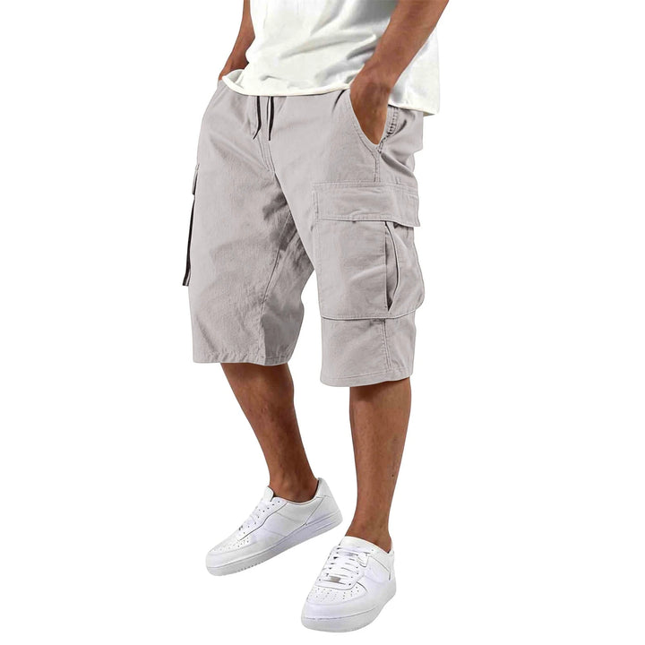 Men's Cargo Casual Shorts with Knee Length and Multi-Pockets
