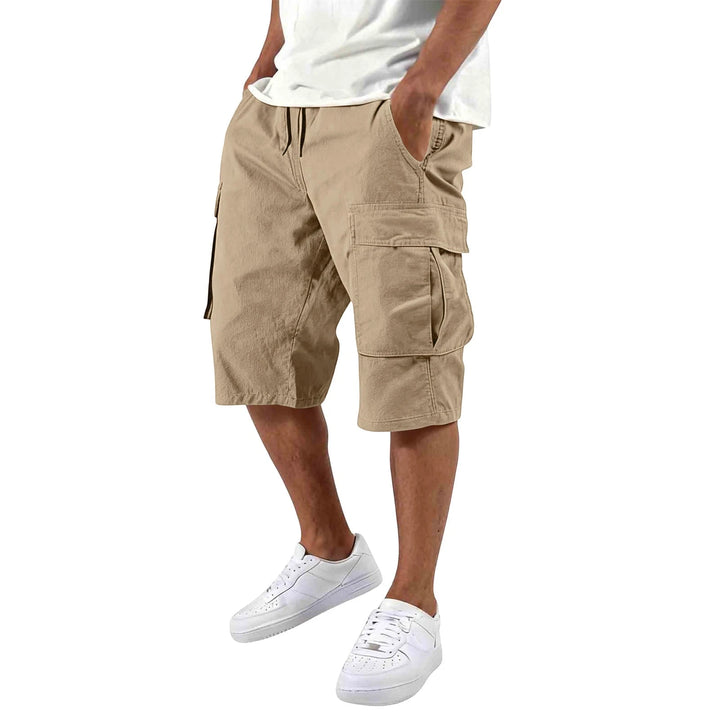 Men's Cargo Casual Shorts with Knee Length and Multi-Pockets