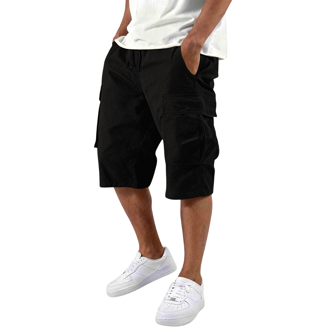 Men's Cargo Casual Shorts with Knee Length and Multi-Pockets