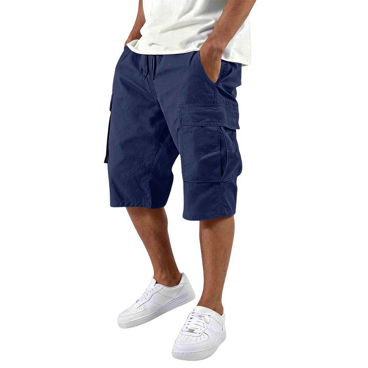 Men's Cargo Casual Shorts with Knee Length and Multi-Pockets