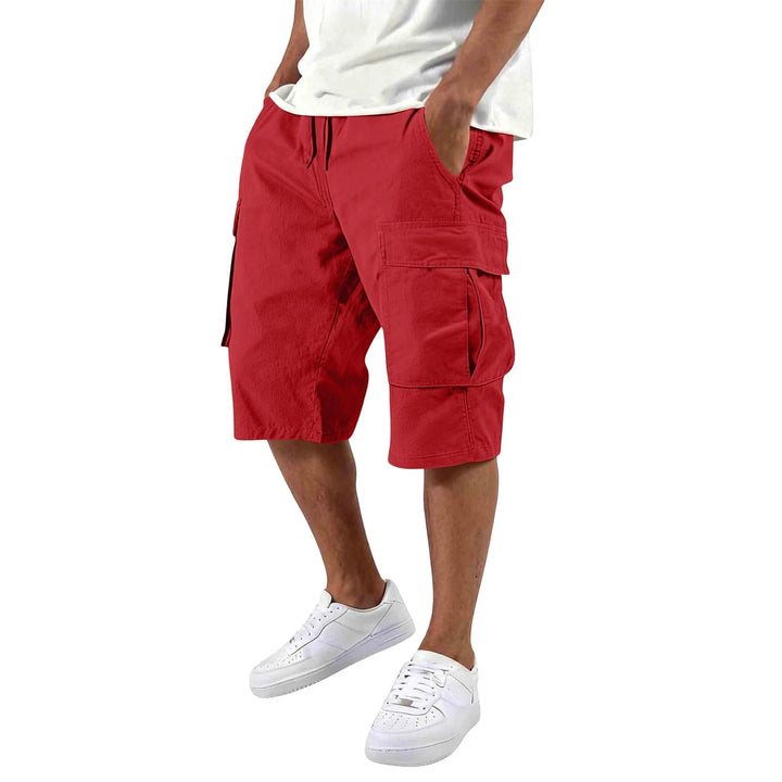 Men's Cargo Casual Shorts with Knee Length and Multi-Pockets