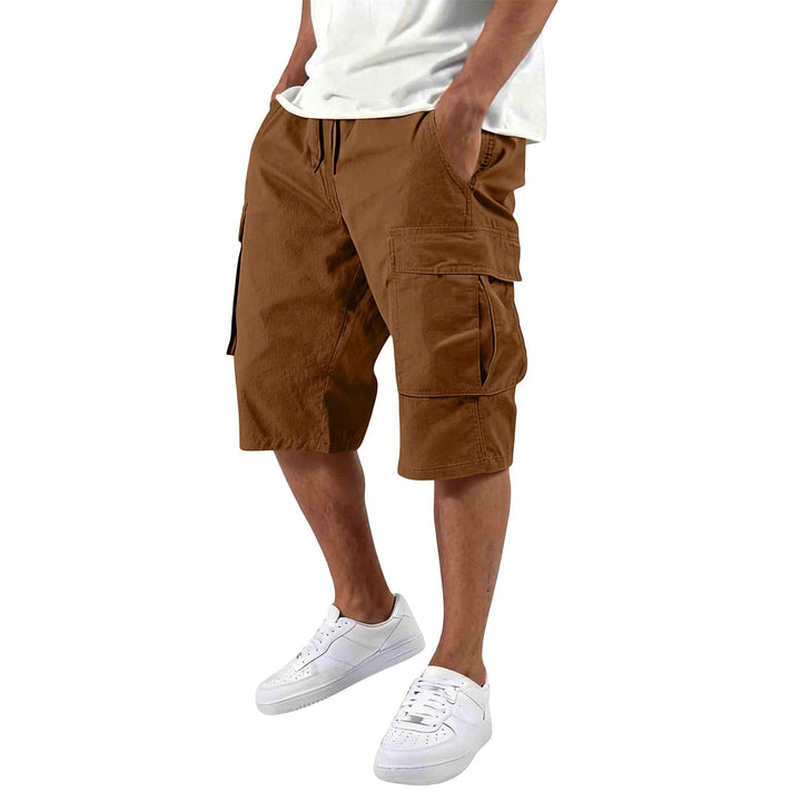Men's Cargo Casual Shorts with Knee Length and Multi-Pockets