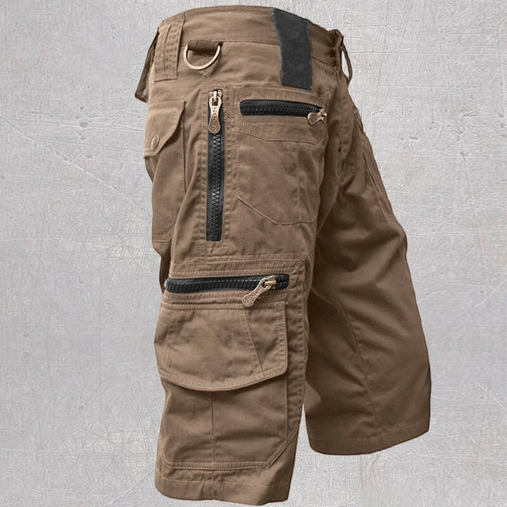 Men's Cargo Casual Shorts with Zip Pockets and Relaxed Fit
