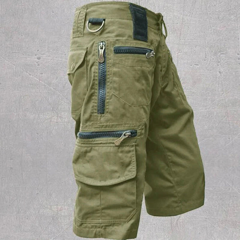 Men's Cargo Casual Shorts with Zip Pockets and Relaxed Fit