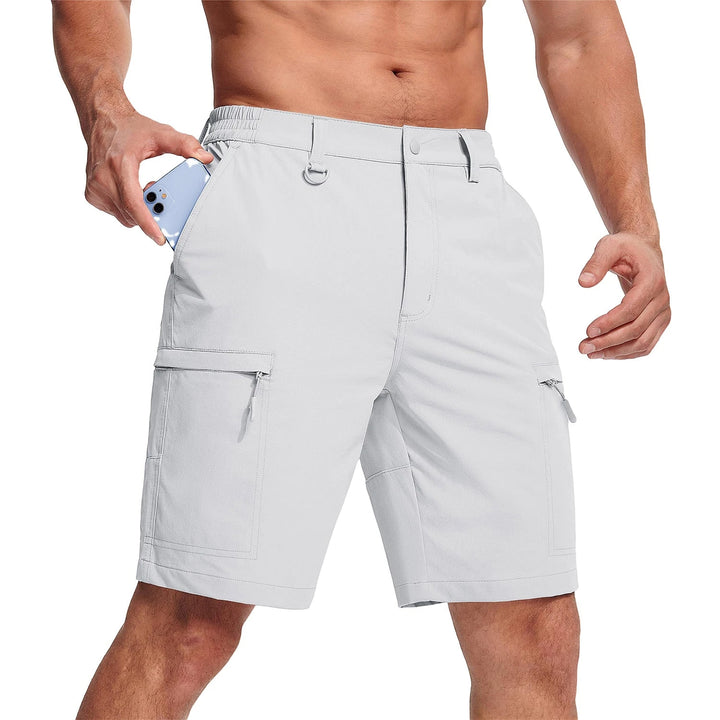 Men's Cargo Hiking Shorts with Zip Pockets and Relaxed Fit