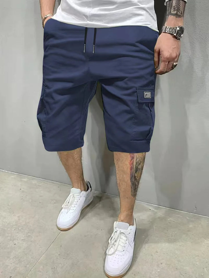Men's Casual Cargo Shorts with Knee Length and Drawstring