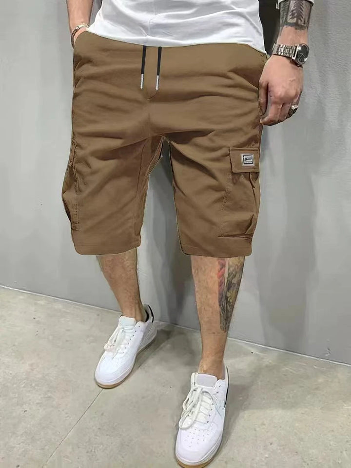 Men's Casual Cargo Shorts with Knee Length and Drawstring