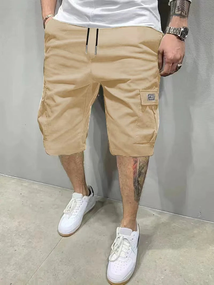Men's Casual Cargo Shorts with Knee Length and Drawstring