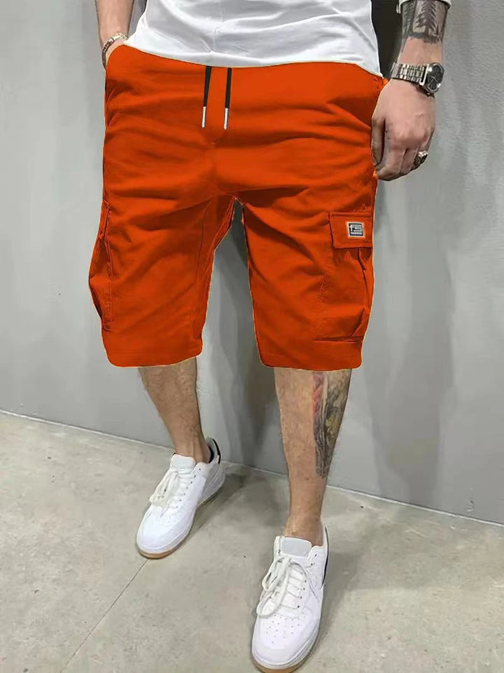Men's Casual Cargo Shorts with Knee Length and Drawstring