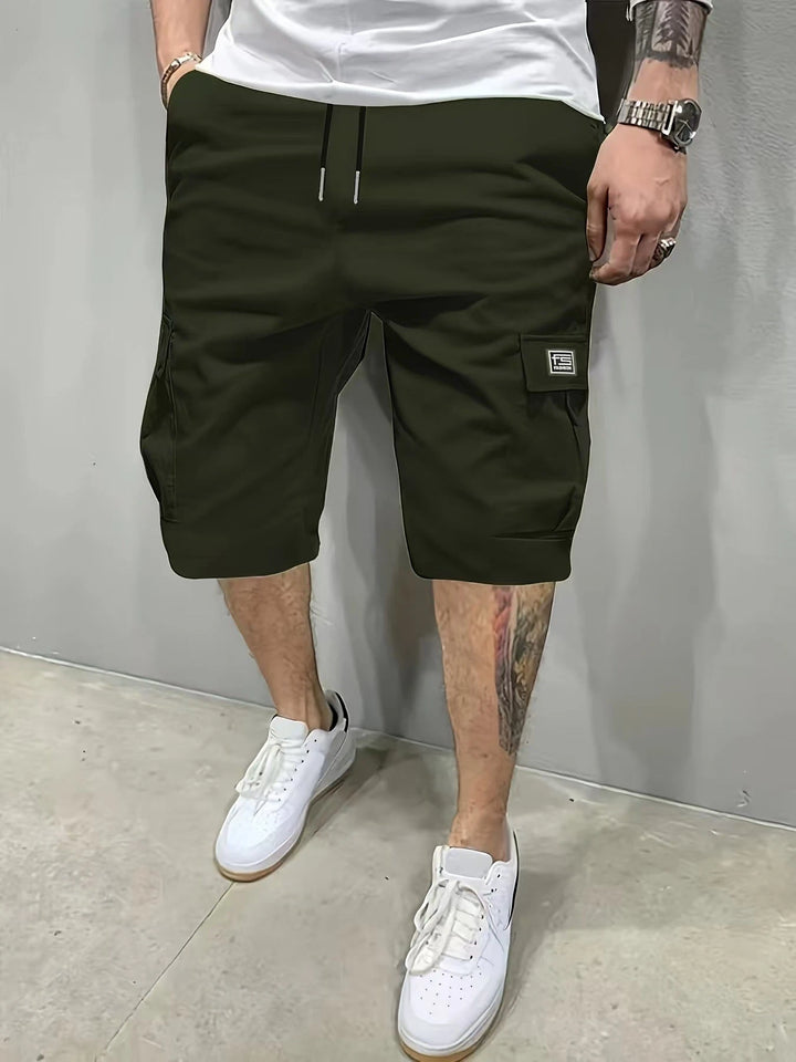 Men's Casual Cargo Shorts with Knee Length and Drawstring