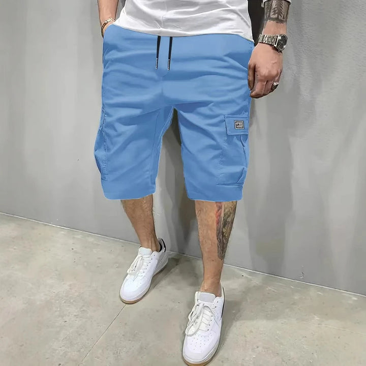 Men's Casual Cargo Shorts with Knee Length and Drawstring