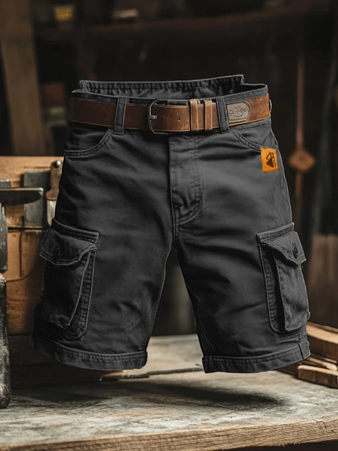 Men's Casual Cargo Shorts with Relaxed Fit and Buttoned Pockets