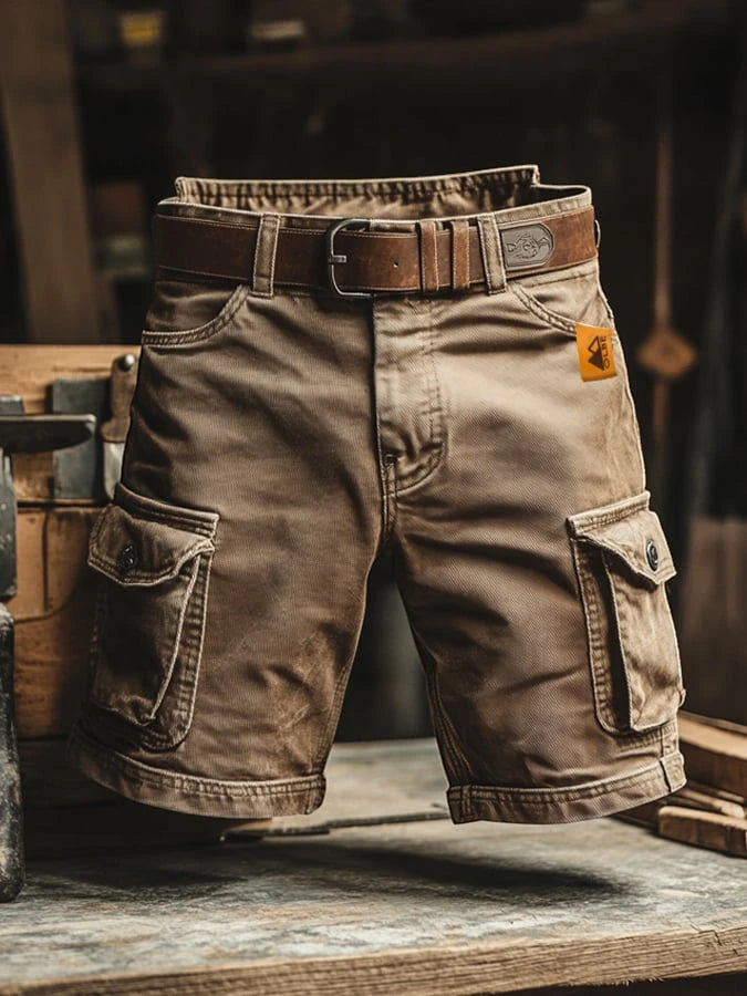 Men's Casual Cargo Shorts with Relaxed Fit and Buttoned Pockets