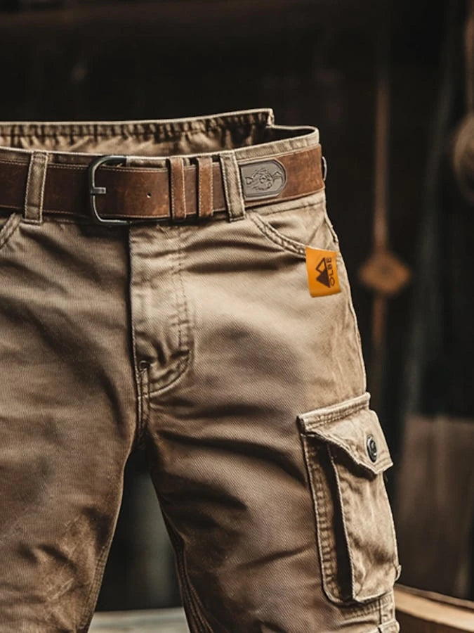 Men's Casual Cargo Shorts with Relaxed Fit and Buttoned Pockets