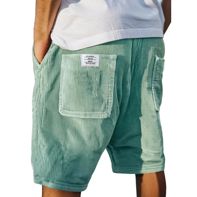 Men's Corduroy Casual Shorts with Relaxed Fit and Side Pockets