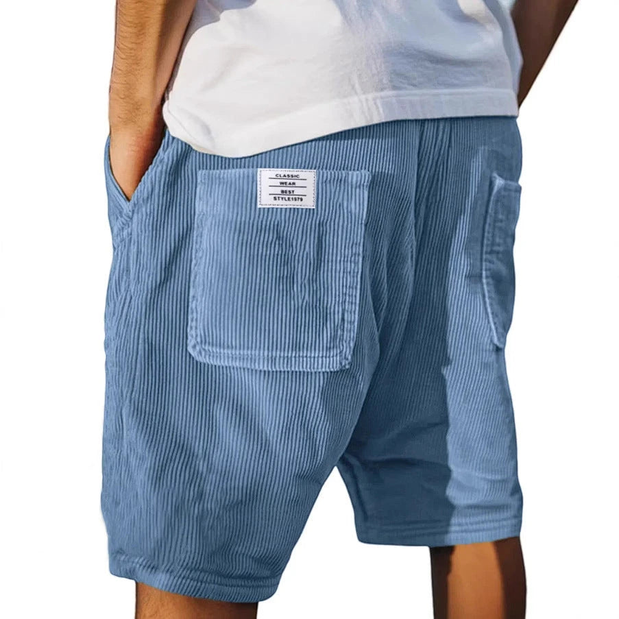 Men's Corduroy Casual Shorts with Relaxed Fit and Side Pockets