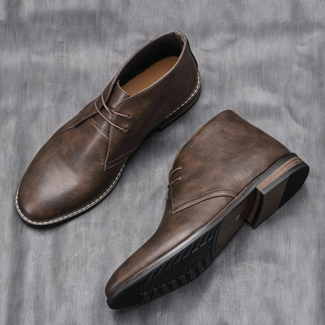 Men’s Flat Ankle Boots with Lace Up Front