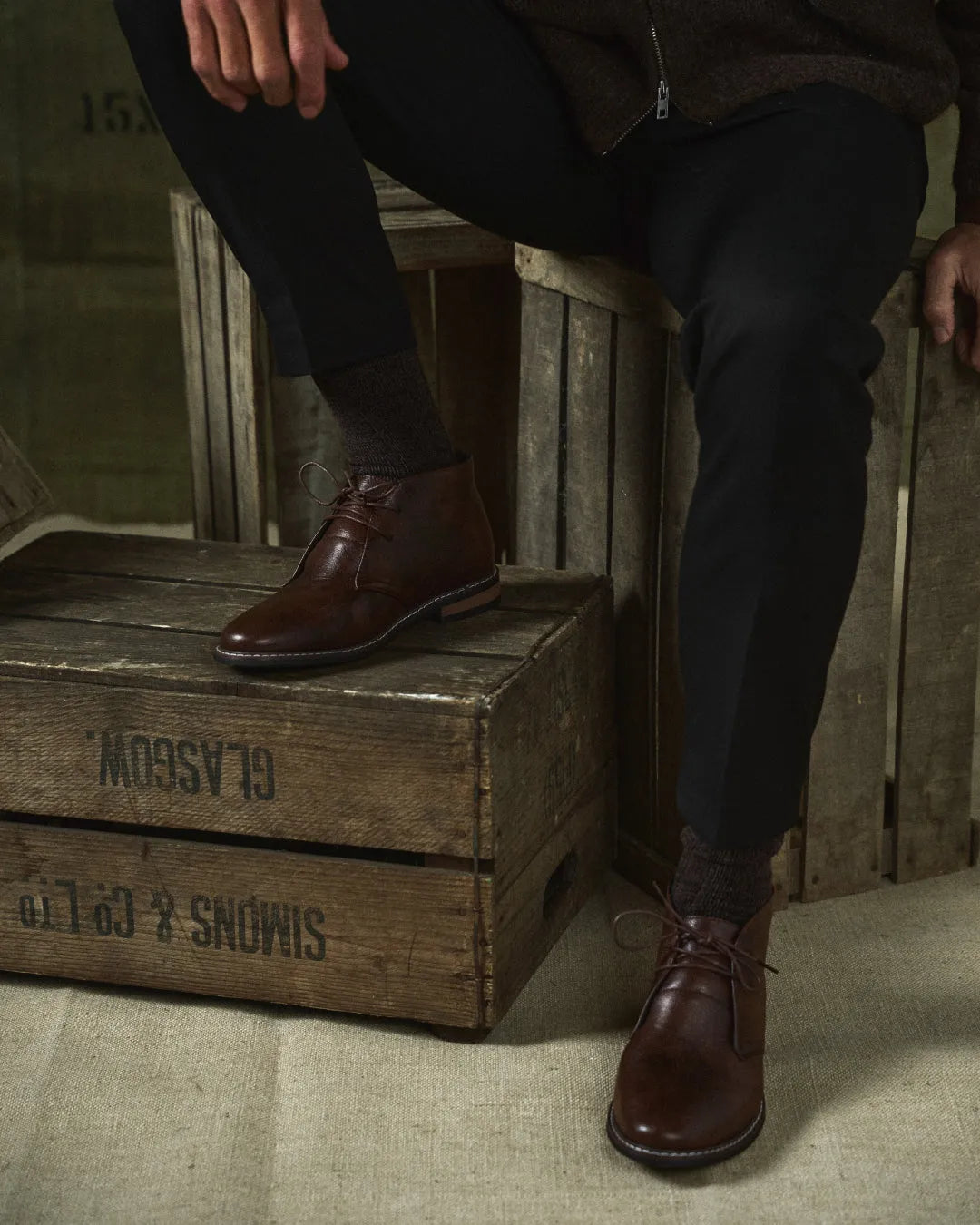Men’s Flat Ankle Boots with Lace Up Front