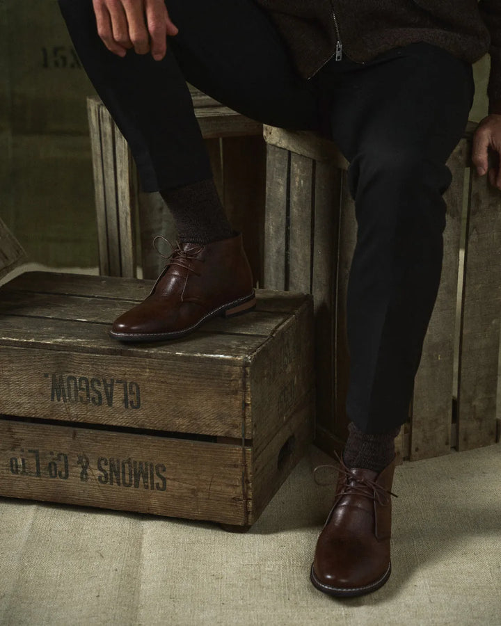 Men’s Flat Ankle Boots with Lace Up Front