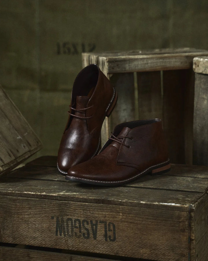 Men’s Flat Ankle Boots with Lace Up Front