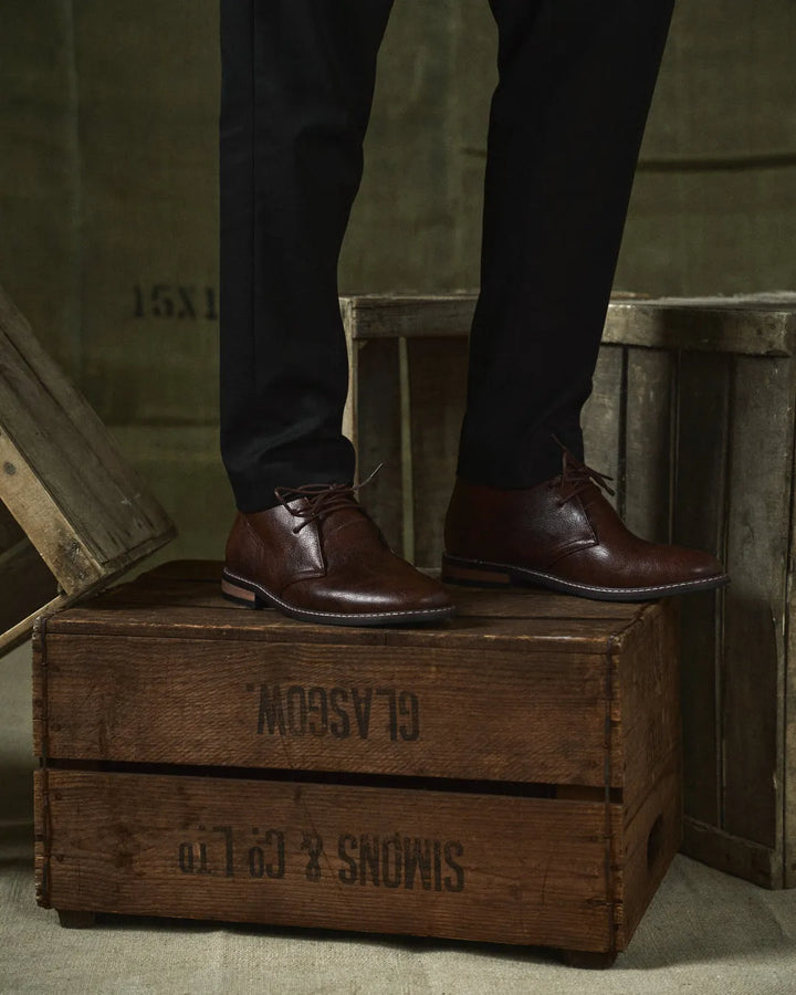 Men’s Flat Ankle Boots with Lace Up Front
