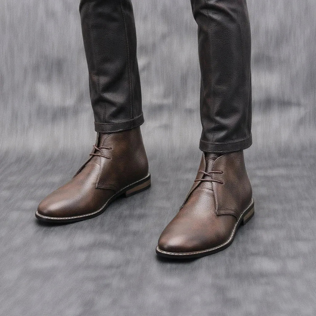 Men’s Flat Ankle Boots with Lace Up Front