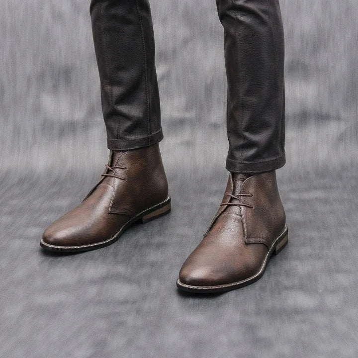 Men’s Flat Ankle Boots with Lace Up Front