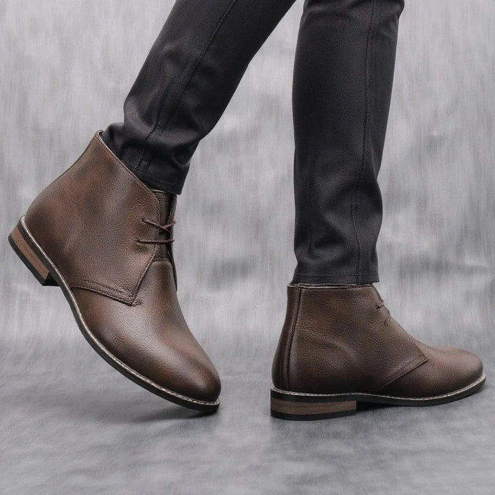 Men’s Flat Ankle Boots with Lace Up Front