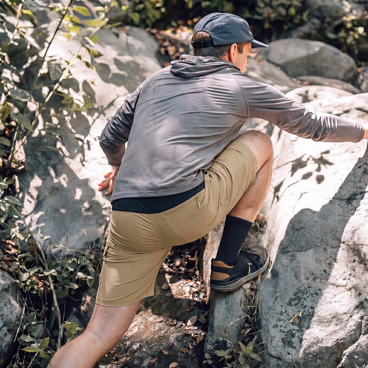 Men's Hiking Cargo Shorts with Zip Pockets and Relaxed Fit