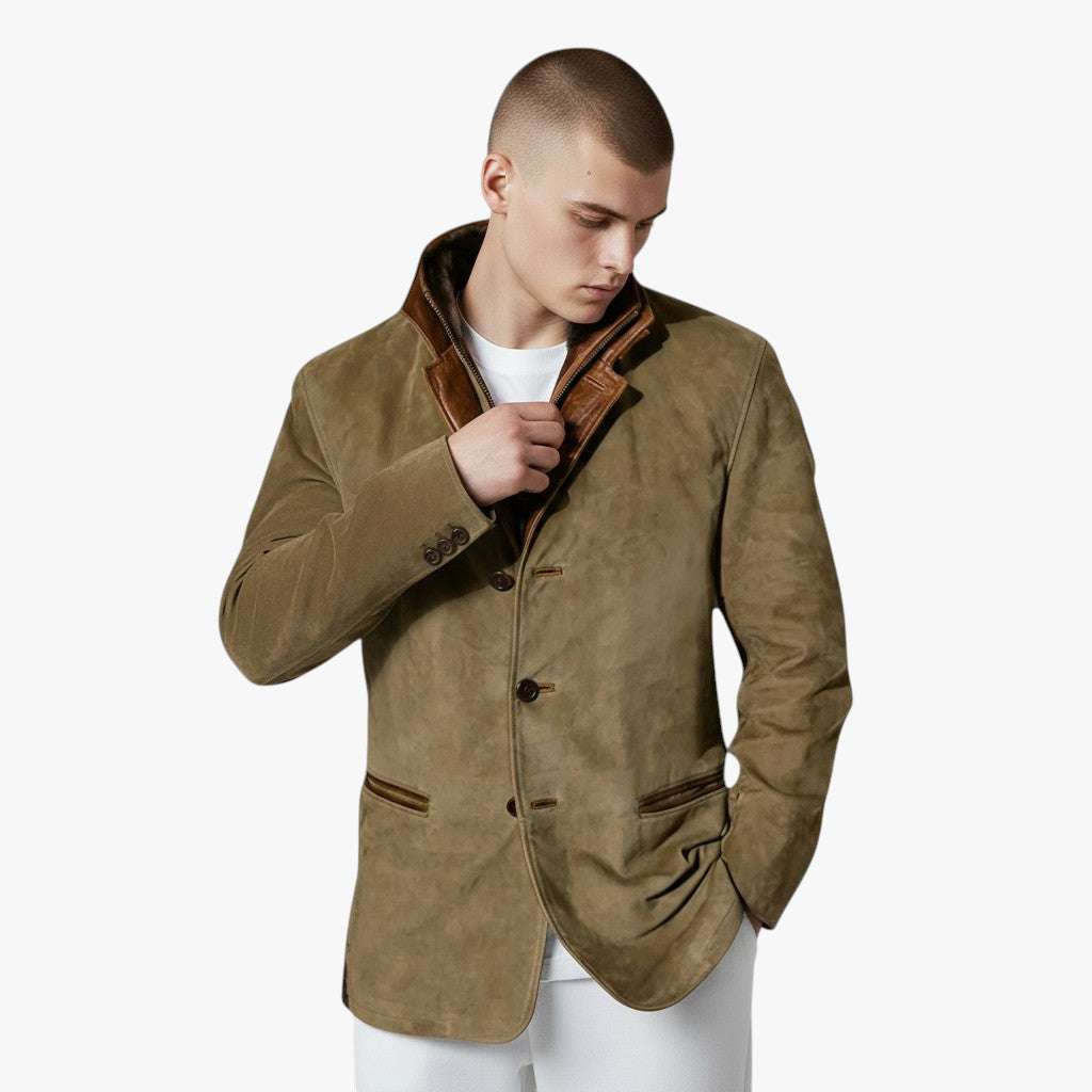 Men’s Casual Blazer Jacket with Zip Insert