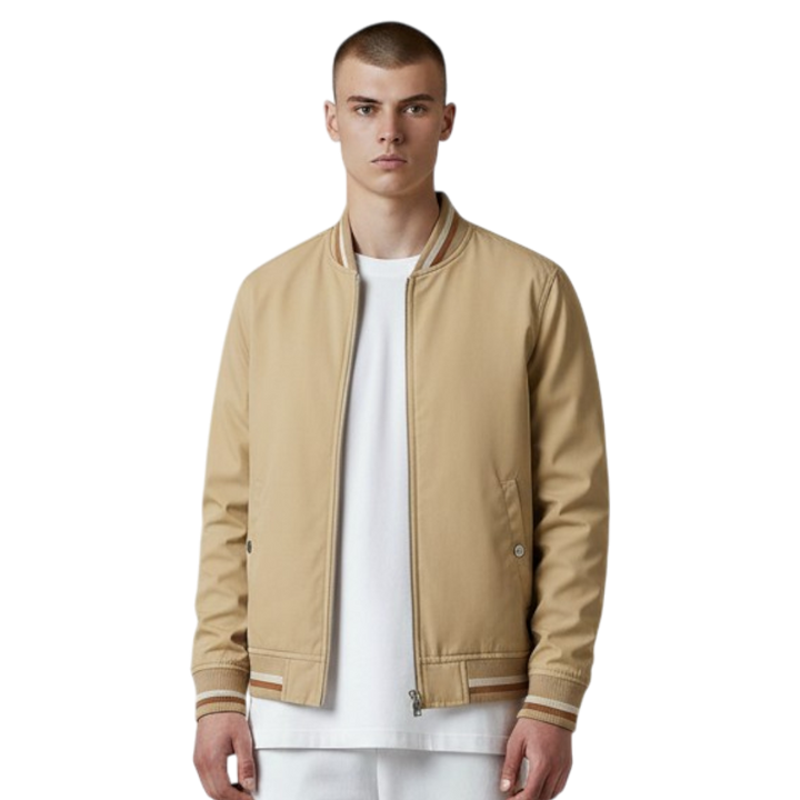Men’s Lightweight Bomber Jacket with Striped Trim