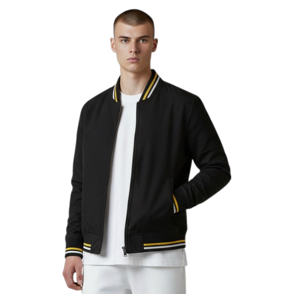 Men’s Lightweight Bomber Jacket with Striped Trim
