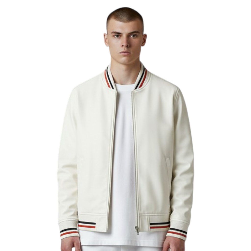 Men’s Lightweight Bomber Jacket with Striped Trim