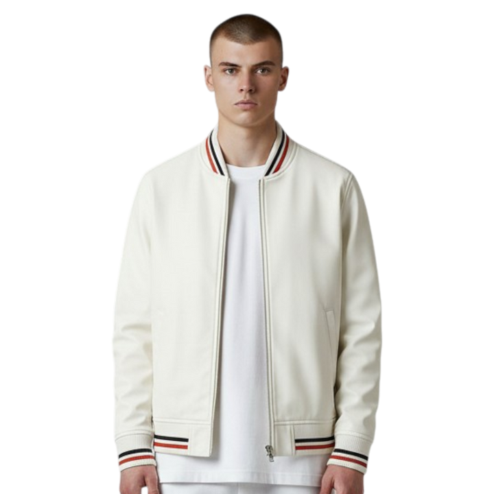 Men’s Lightweight Bomber Jacket with Striped Trim