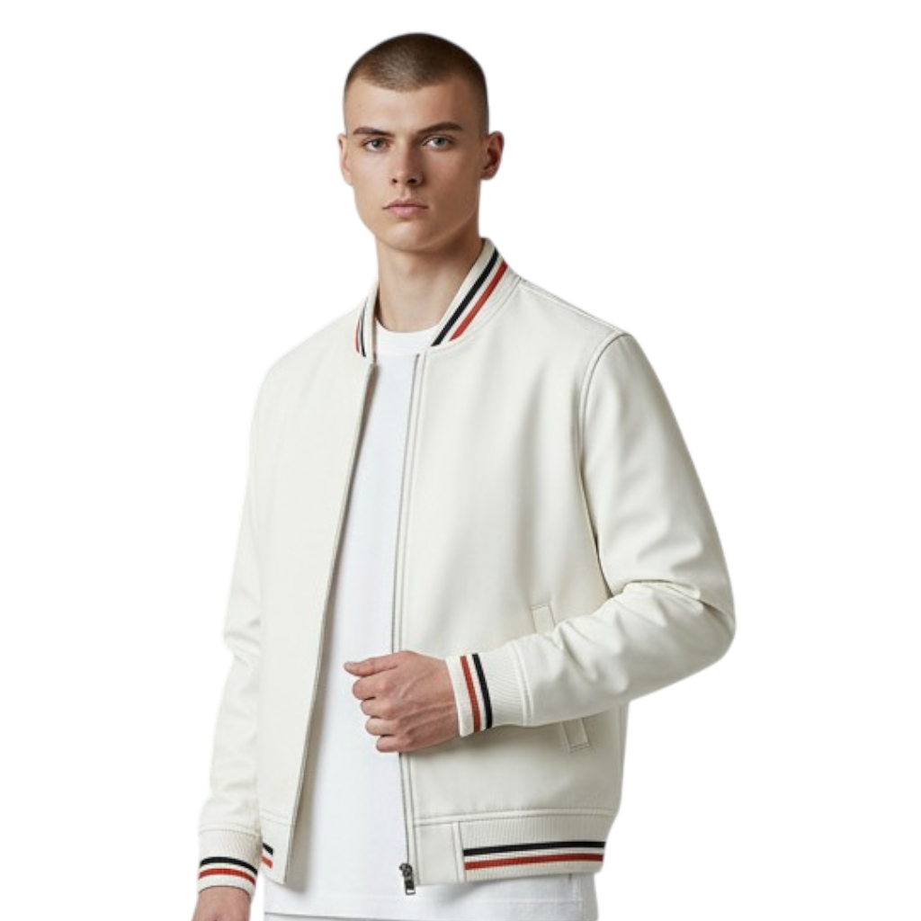 Men’s Lightweight Bomber Jacket with Striped Trim