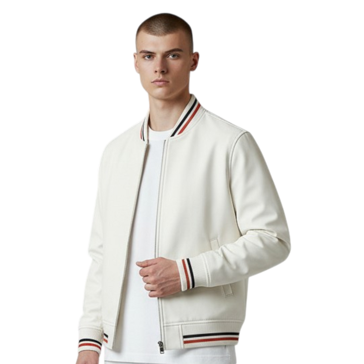 Men’s Lightweight Bomber Jacket with Striped Trim