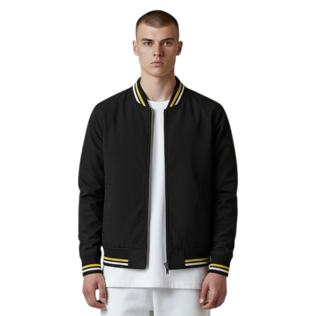 Men’s Lightweight Bomber Jacket with Striped Trim