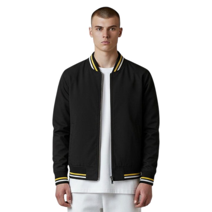 Men’s Lightweight Bomber Jacket with Striped Trim
