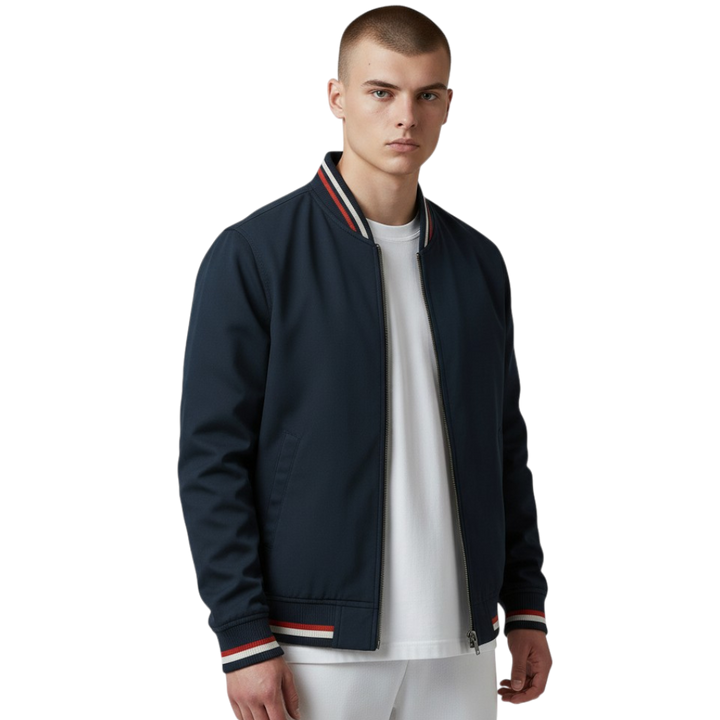Men’s Lightweight Bomber Jacket with Striped Trim