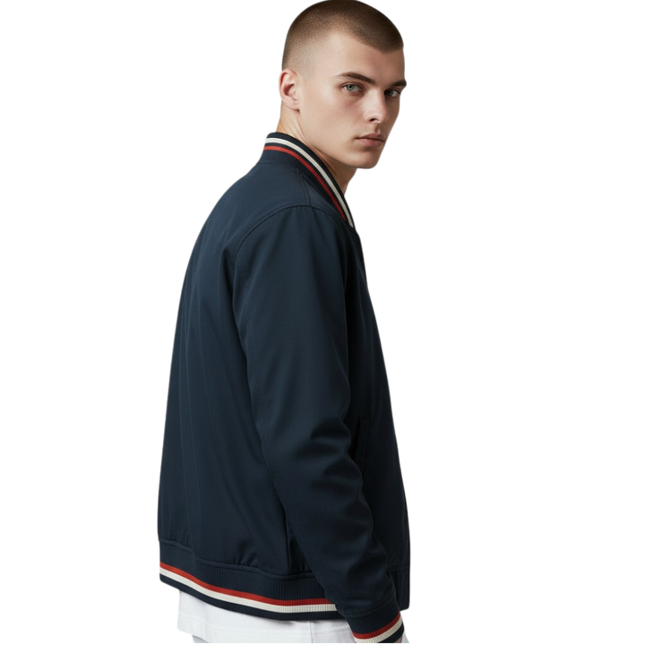 Men’s Lightweight Bomber Jacket with Striped Trim