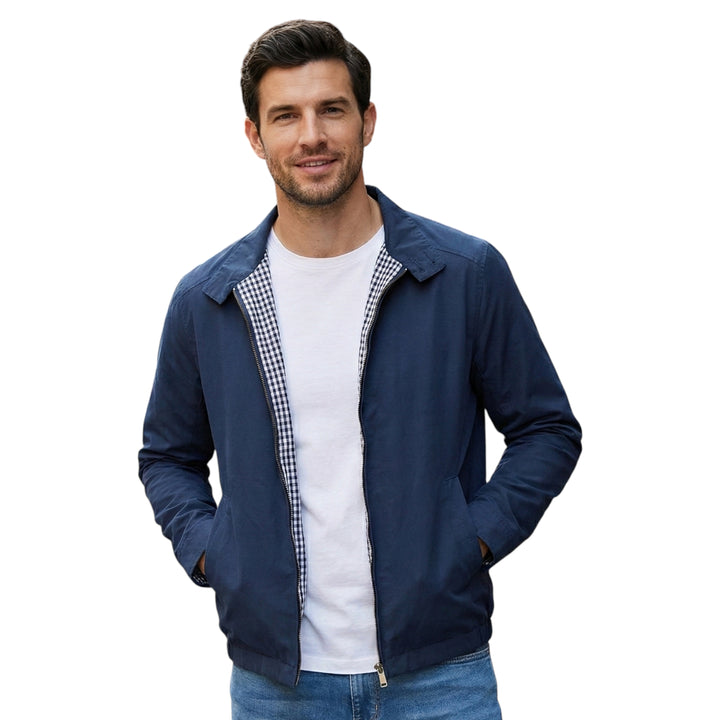 Men’s Lightweight Zip Jacket with Checked Lining
