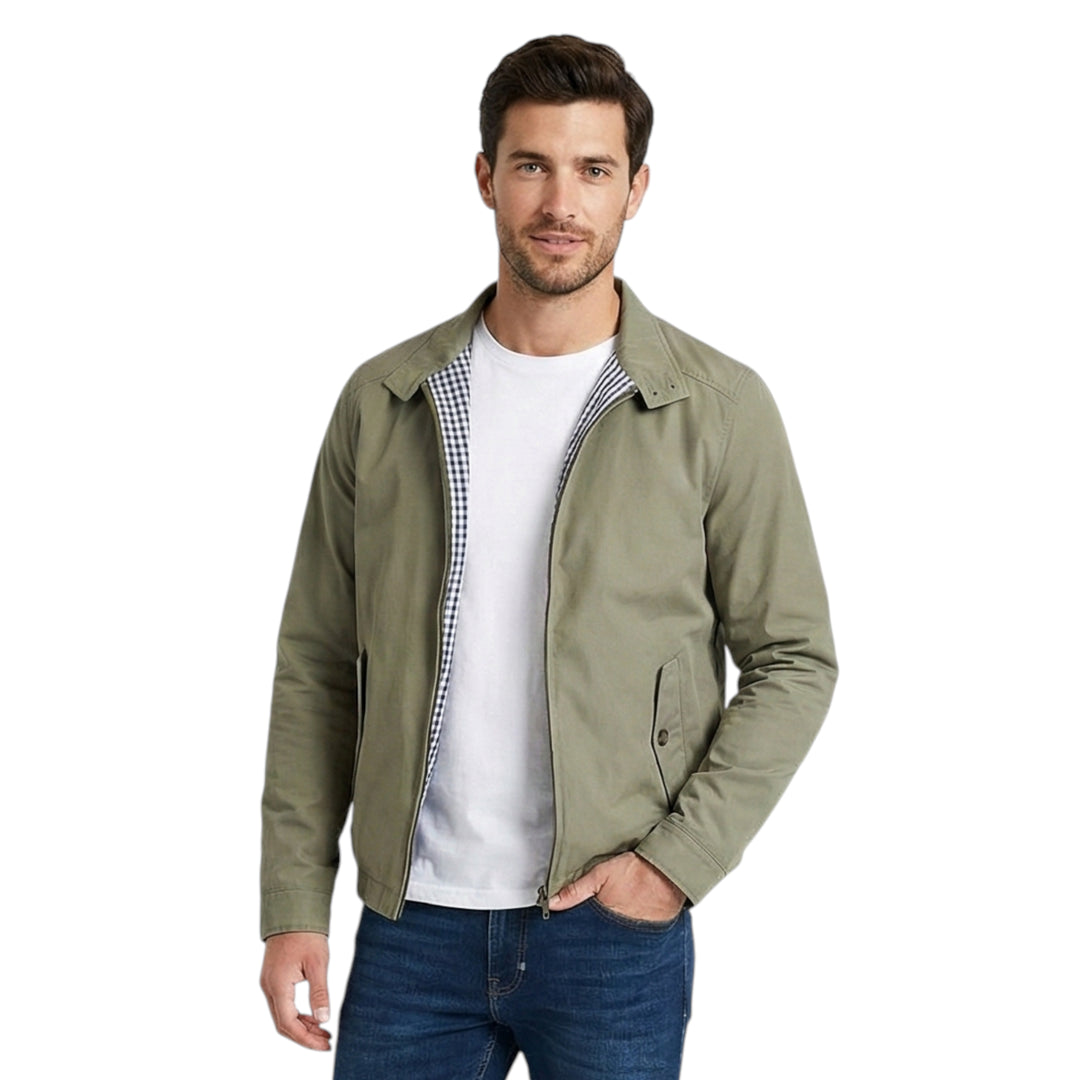 Men’s Lightweight Zip Jacket with Checked Lining