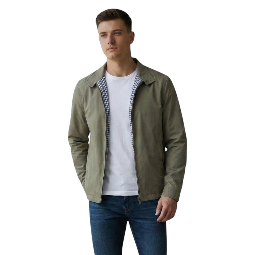 Men’s Lightweight Zip Jacket with Checked Lining